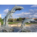 2018 outdoor garden decoration metal craft dolphin water fountain